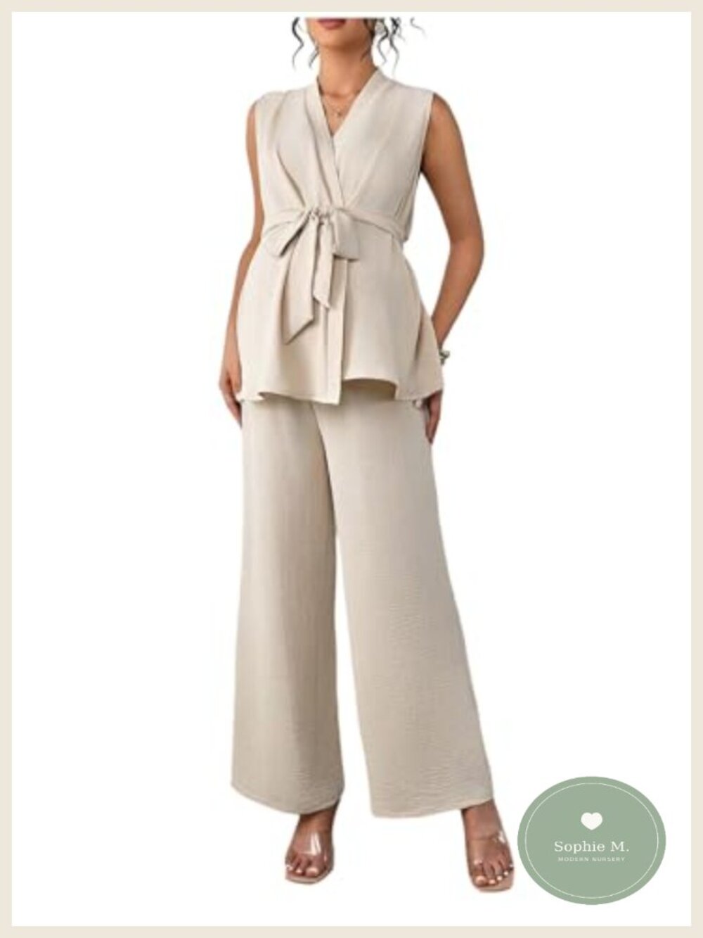 Maternity 2-Piece Pant Set Sleeveless Wide Leg Work Outfit